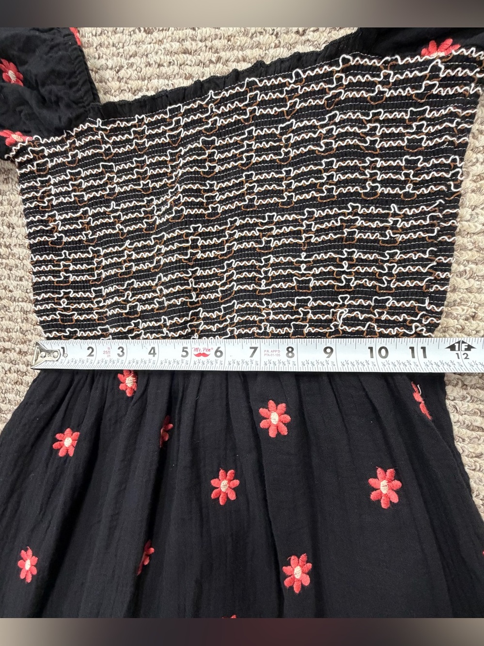 Free People Dahlia Embroidered Maxi Dress S /M Tiered Smocked Black Combo Boho - Picture 13 of 15